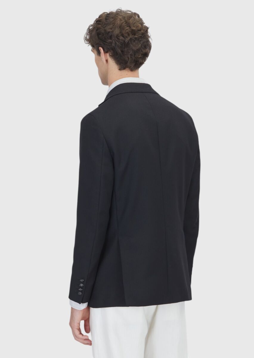 Siyah Comfort Fit %100 Yün Ceket - 5
