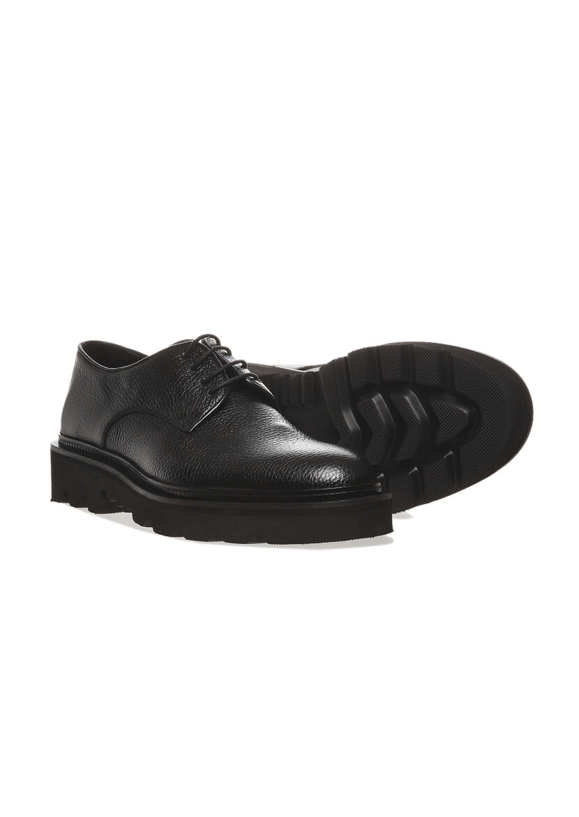 Siyah Deri Casual Ayakkabı - 3