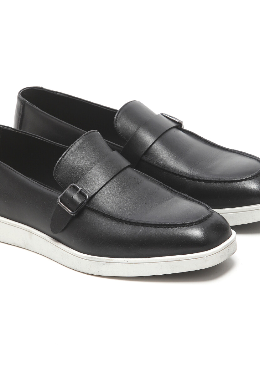 Siyah Deri Casual Loafer - 3