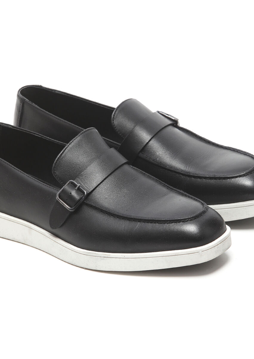 Siyah Deri Casual Loafer - 3
