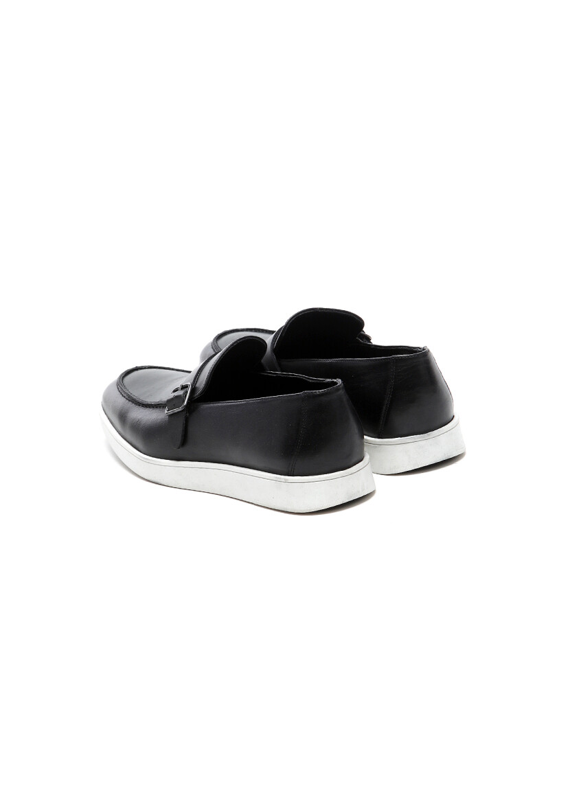 Siyah Deri Casual Loafer - 4