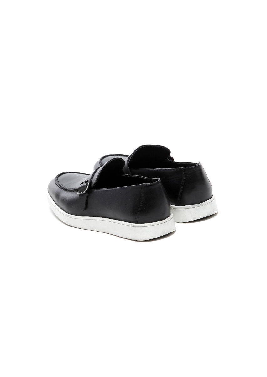 Siyah Deri Casual Loafer - 4