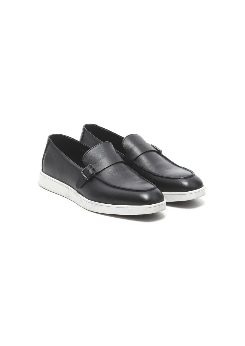 Siyah Deri Casual Loafer 
