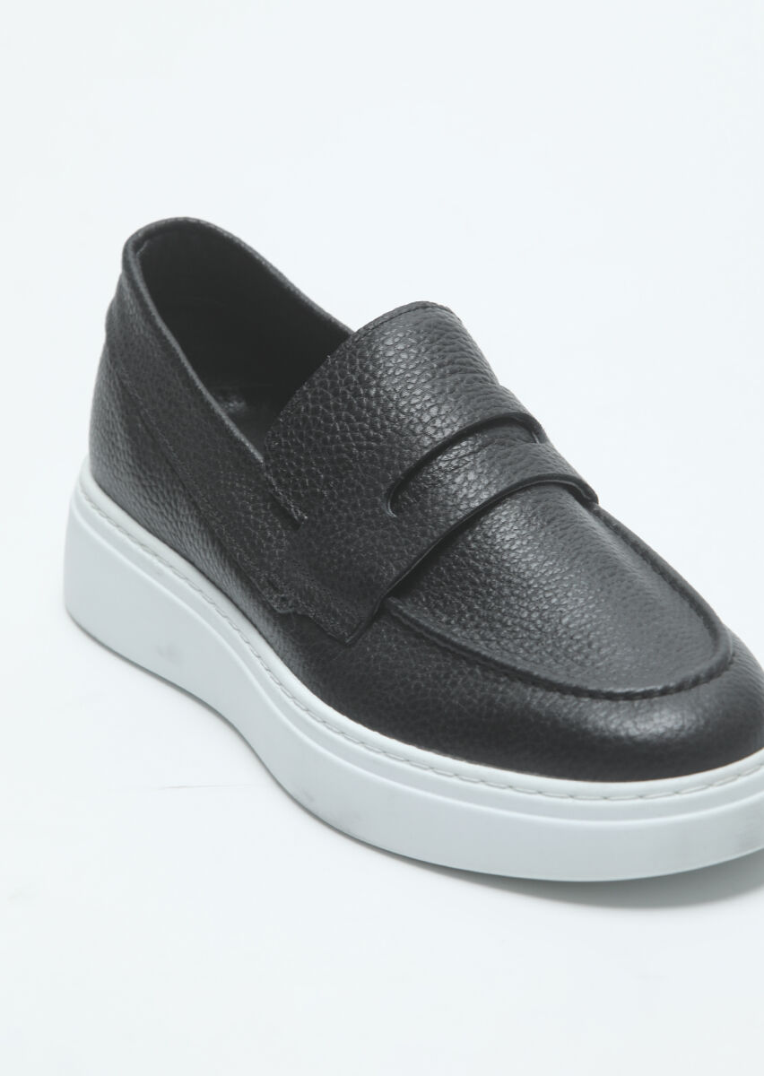 Siyah Deri Casual Loafer - 2