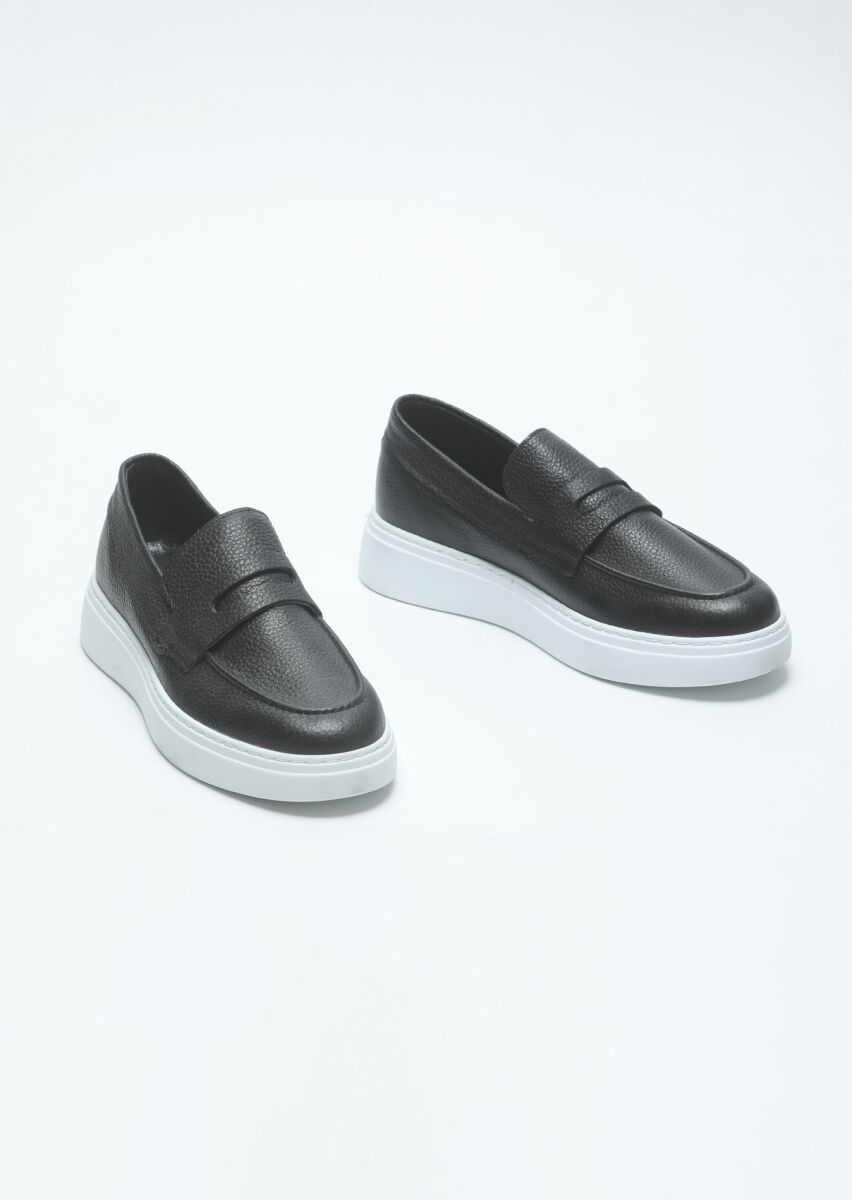 Siyah Deri Casual Loafer - 3
