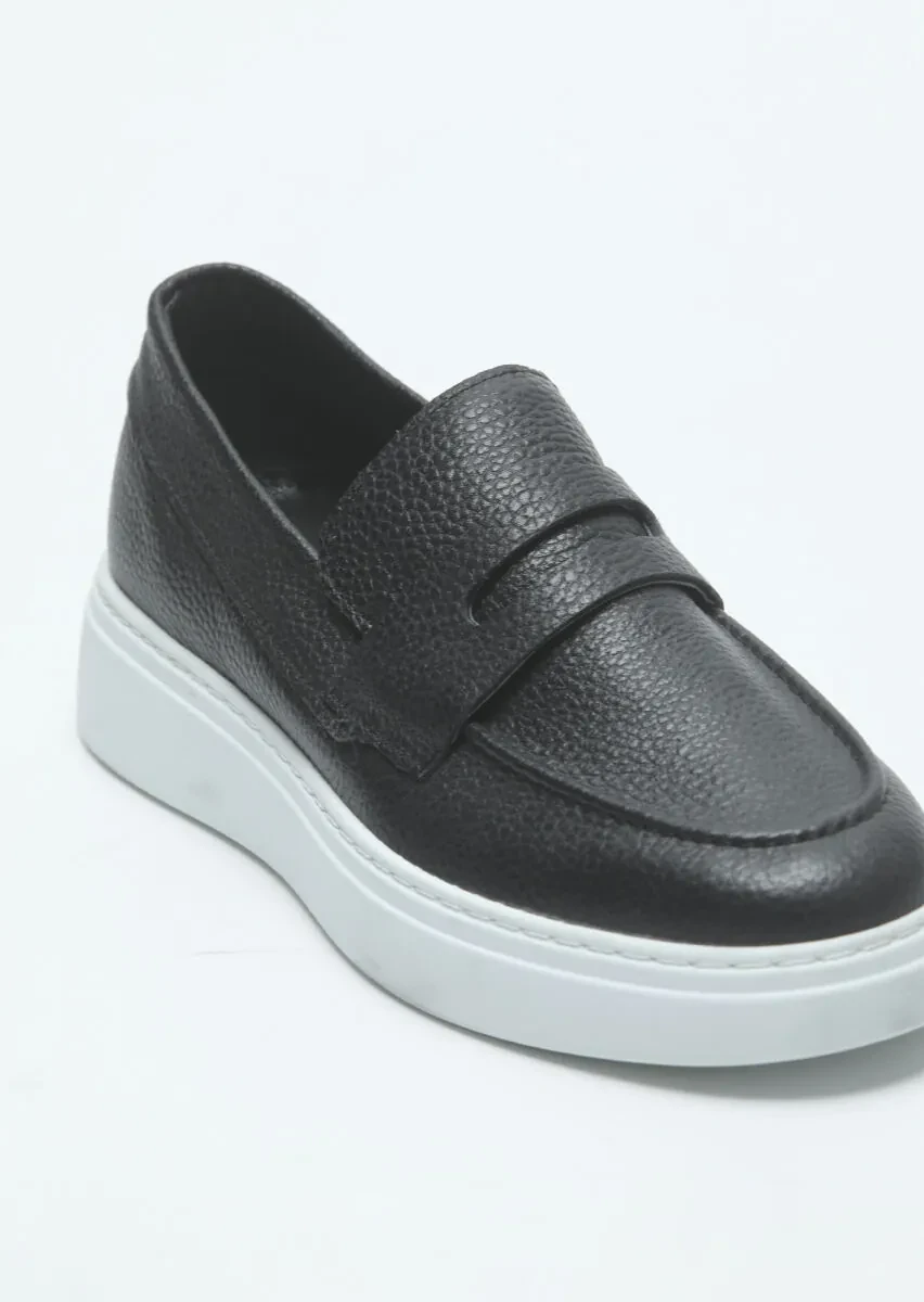 Siyah Deri Casual Loafer - 2