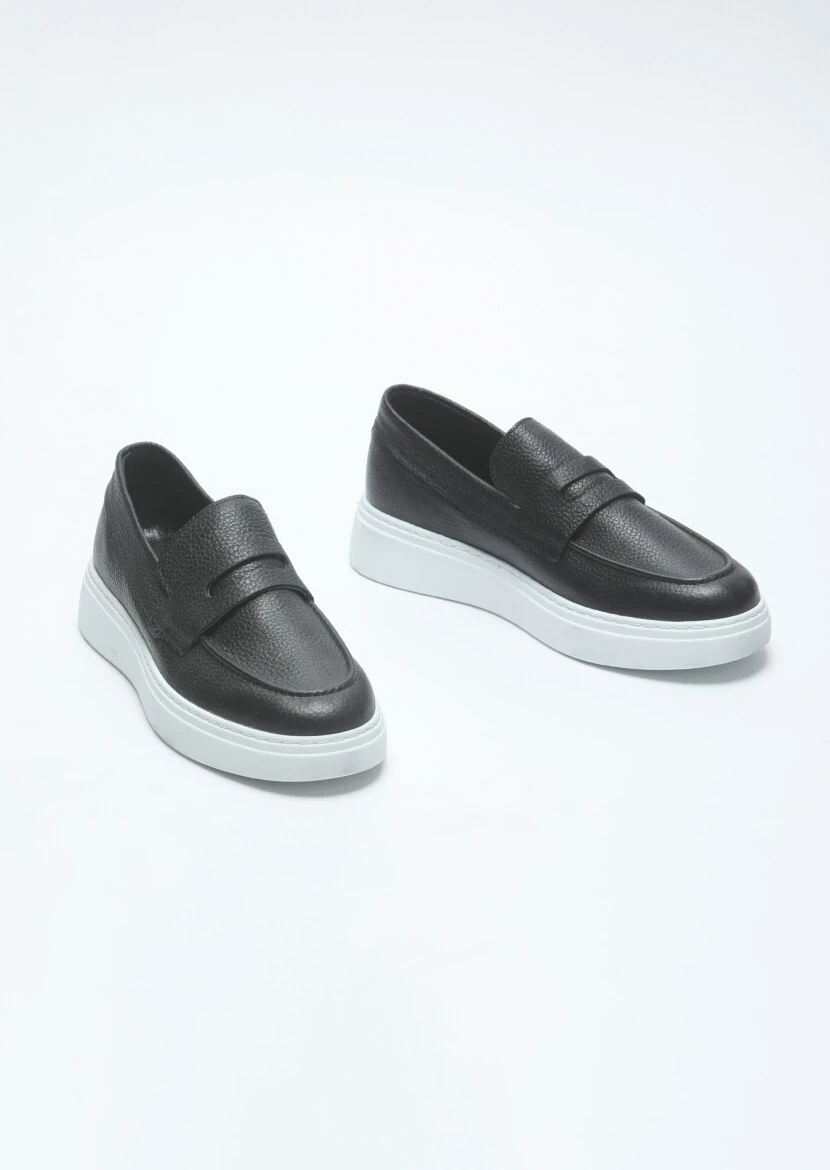 Siyah Deri Casual Loafer - 3