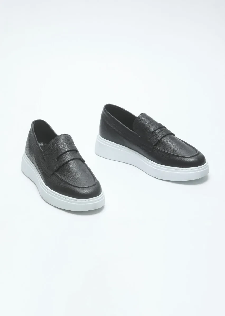 Siyah Deri Casual Loafer - 3