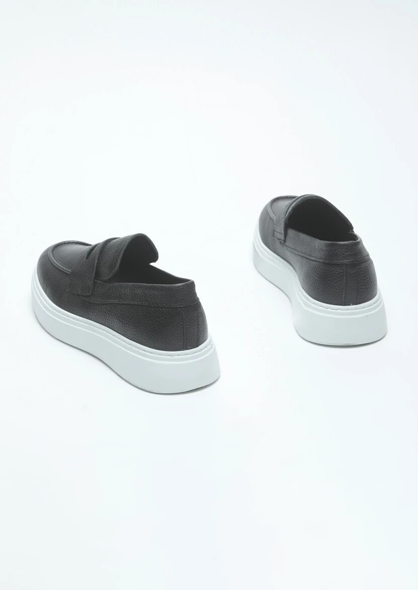 Siyah Deri Casual Loafer - 5