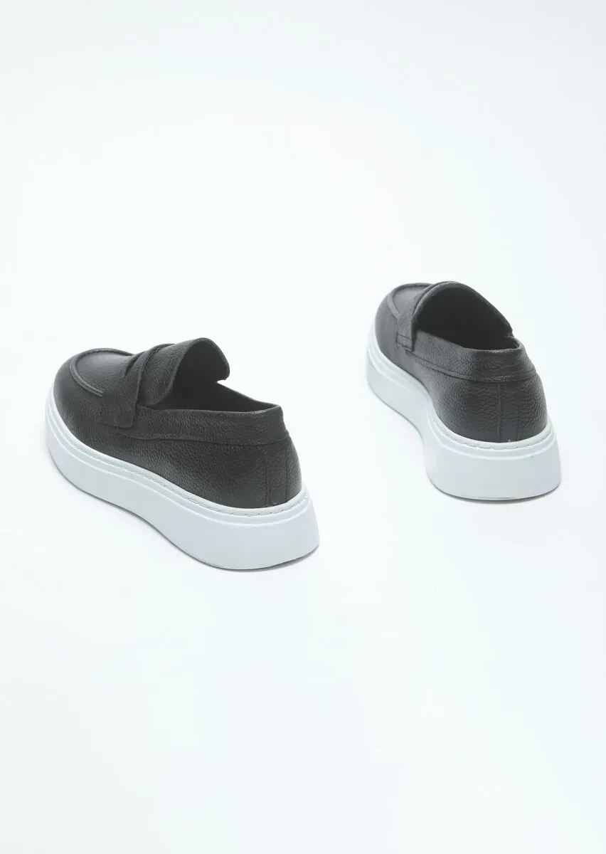 Siyah Deri Casual Loafer - 5