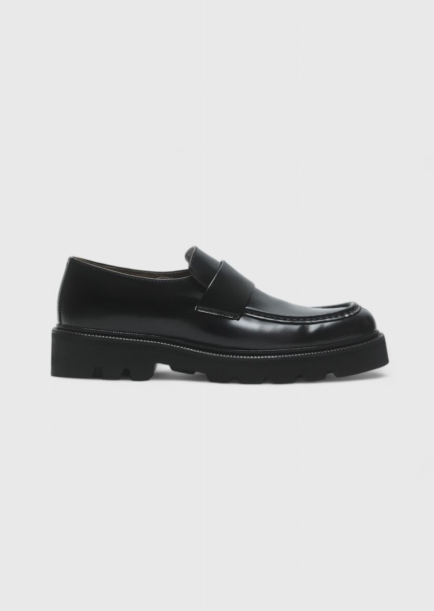 Siyah Deri Casual Loafer - 1