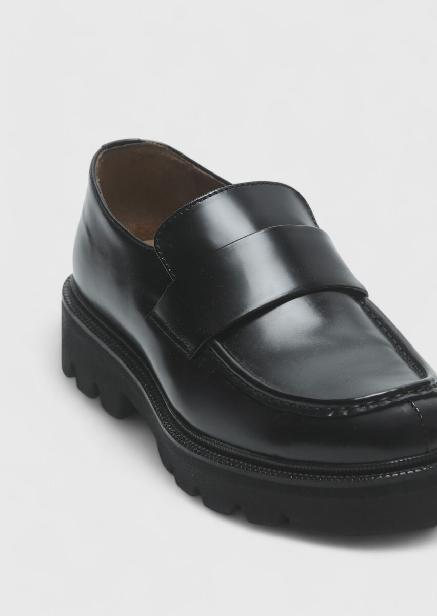 Siyah Deri Casual Loafer - 2