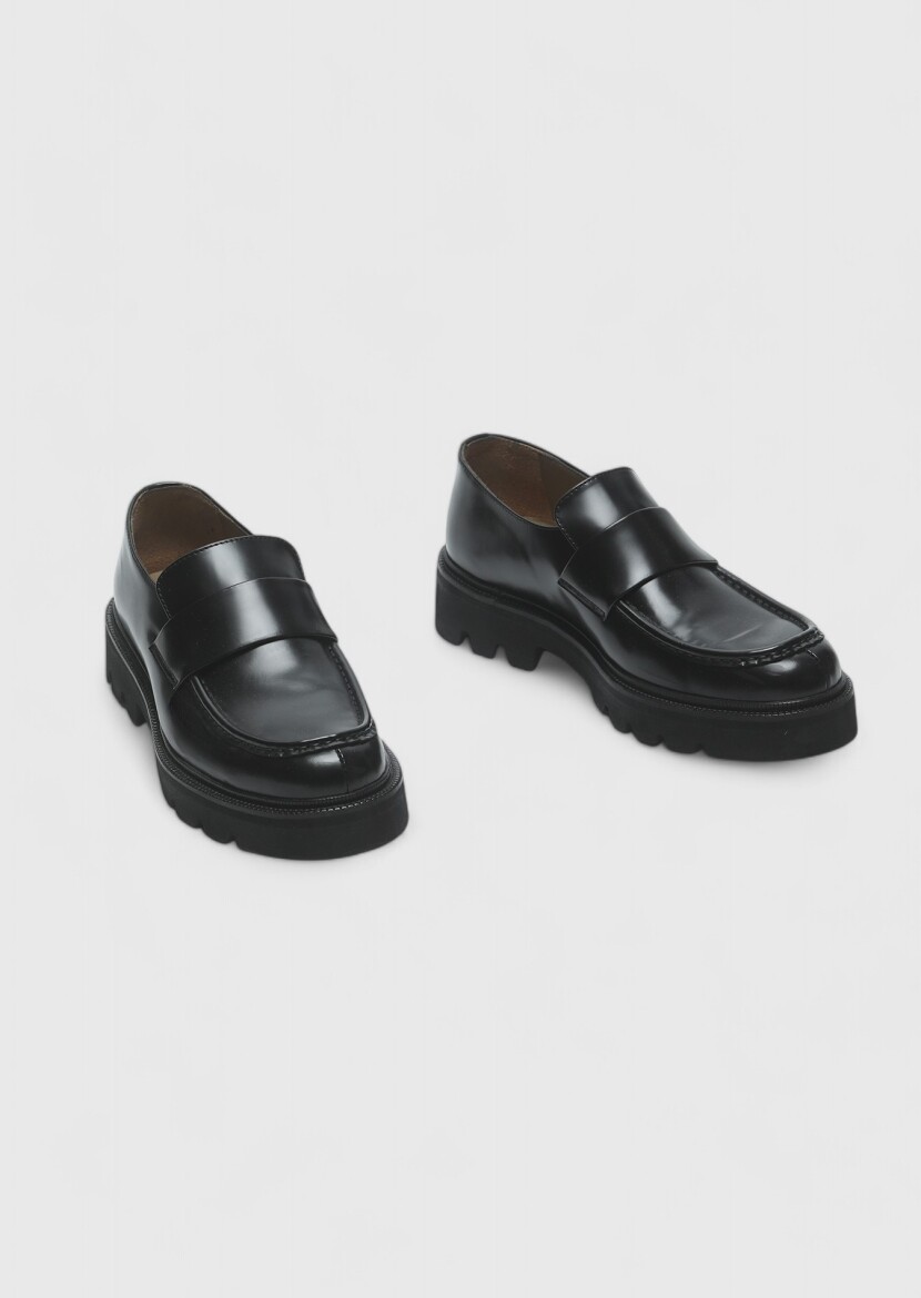 Siyah Deri Casual Loafer - 3