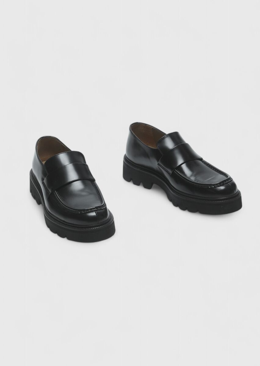 Siyah Deri Casual Loafer - 3