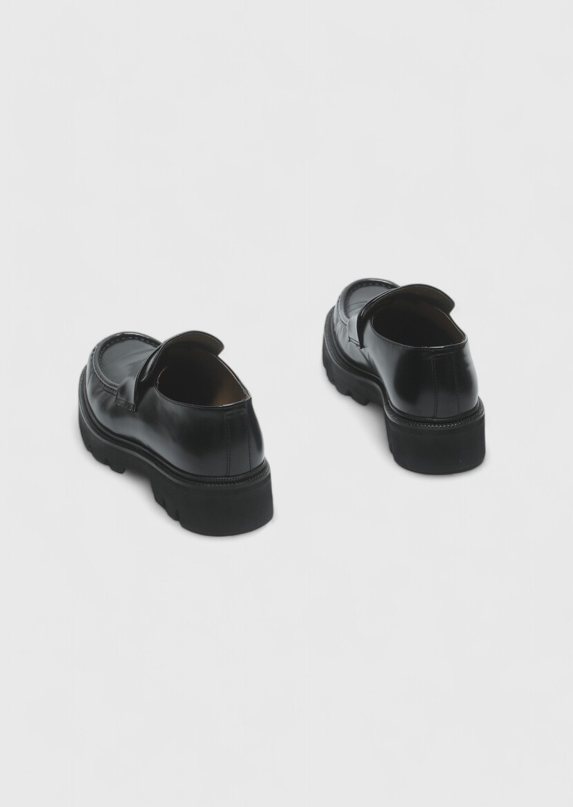 Siyah Deri Casual Loafer - 5