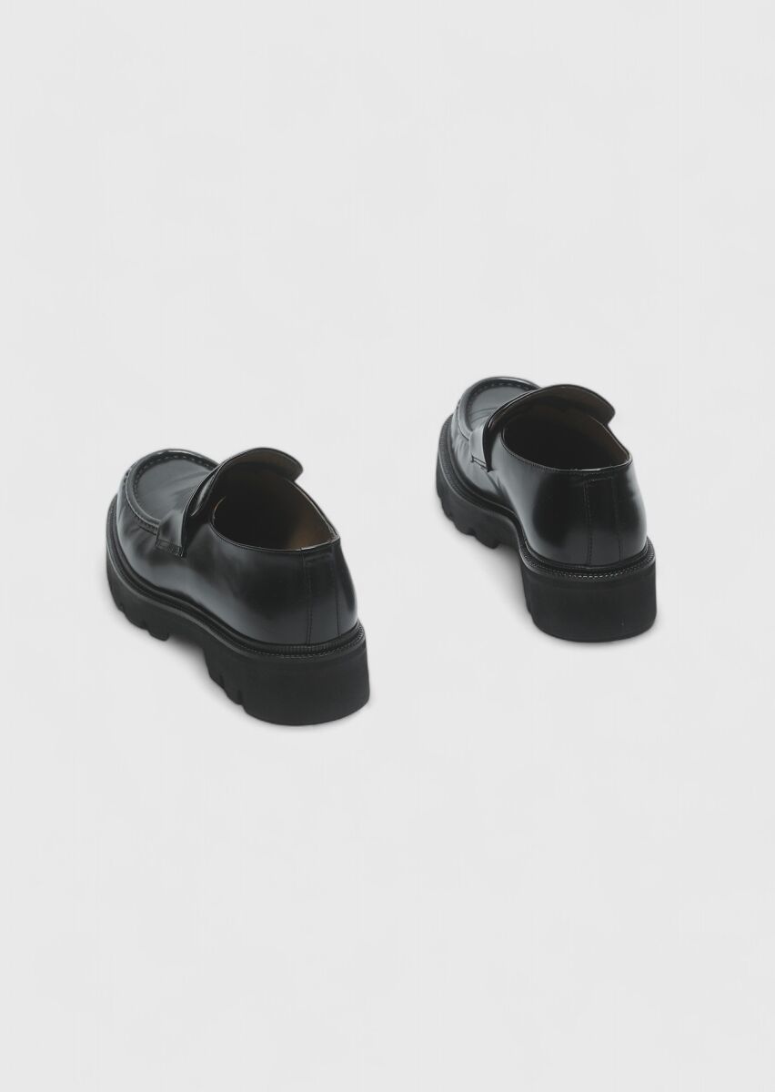 Siyah Deri Casual Loafer - 5