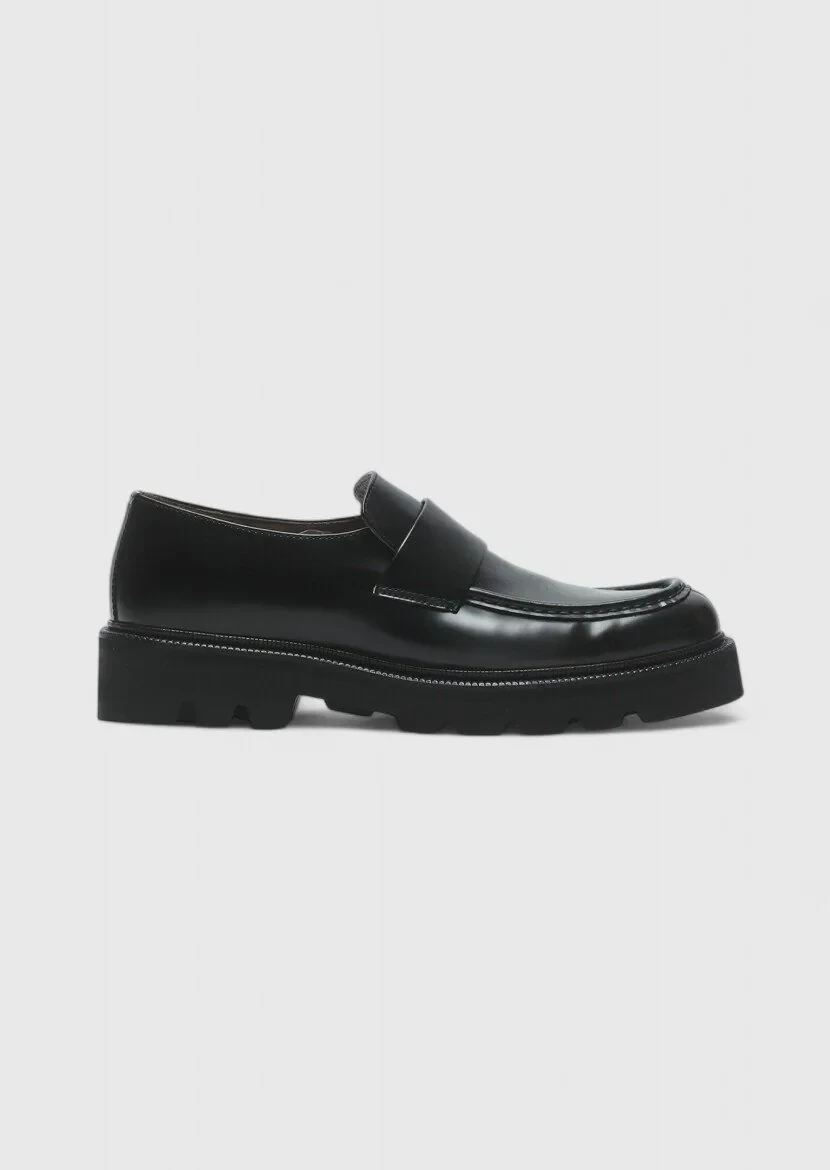 Siyah Deri Casual Loafer - 1