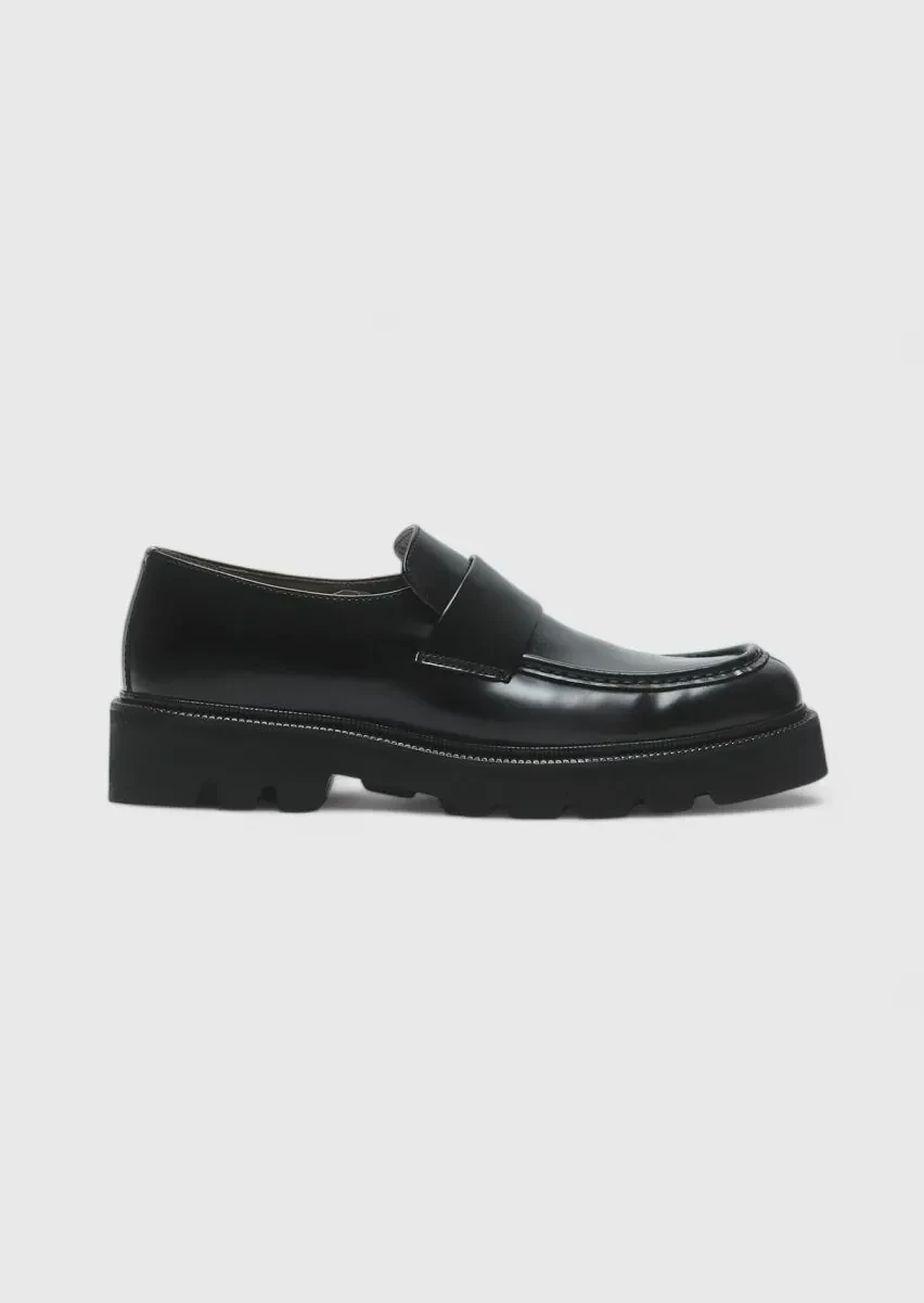 Siyah Deri Casual Loafer - 1