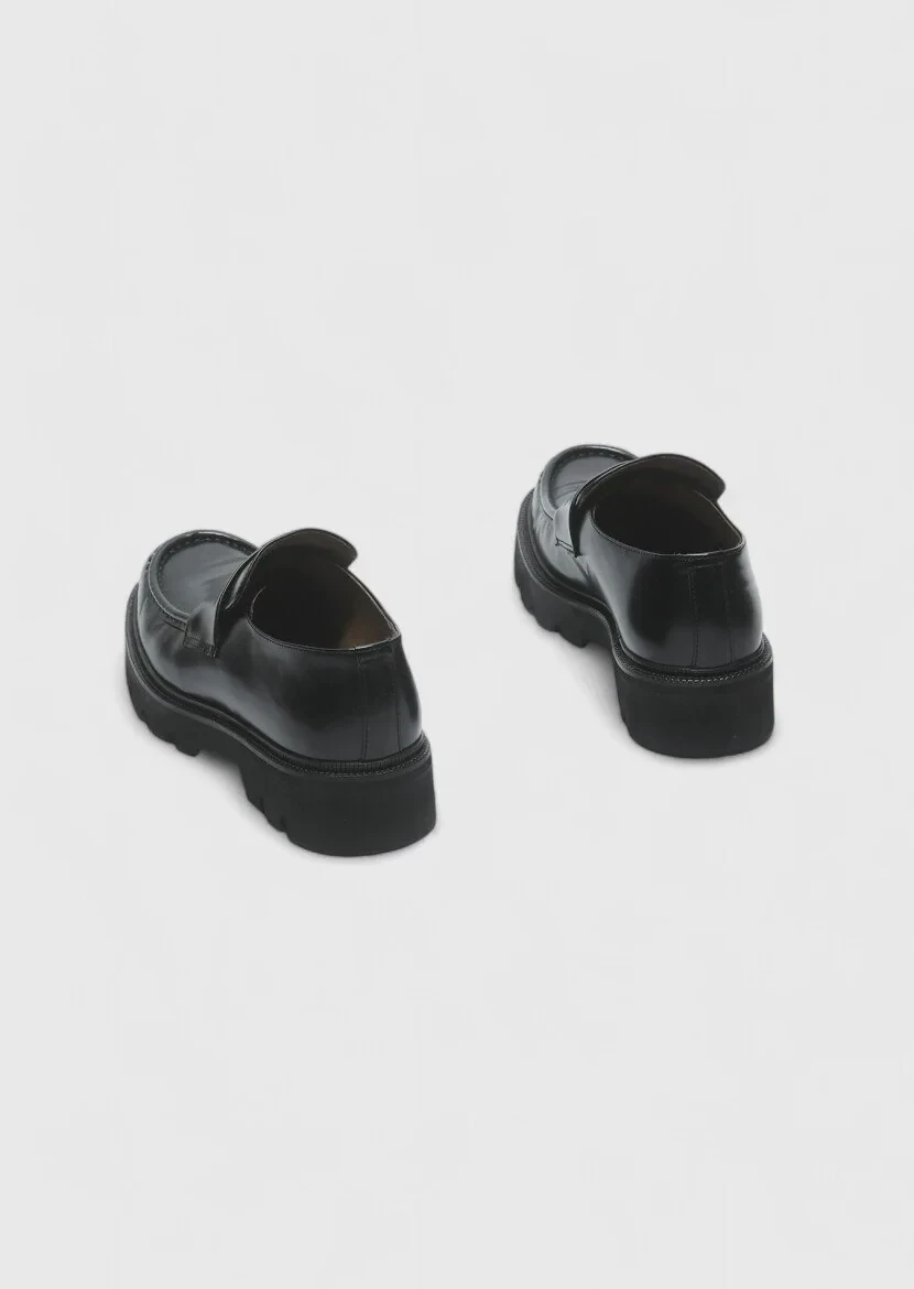 Siyah Deri Casual Loafer - 5