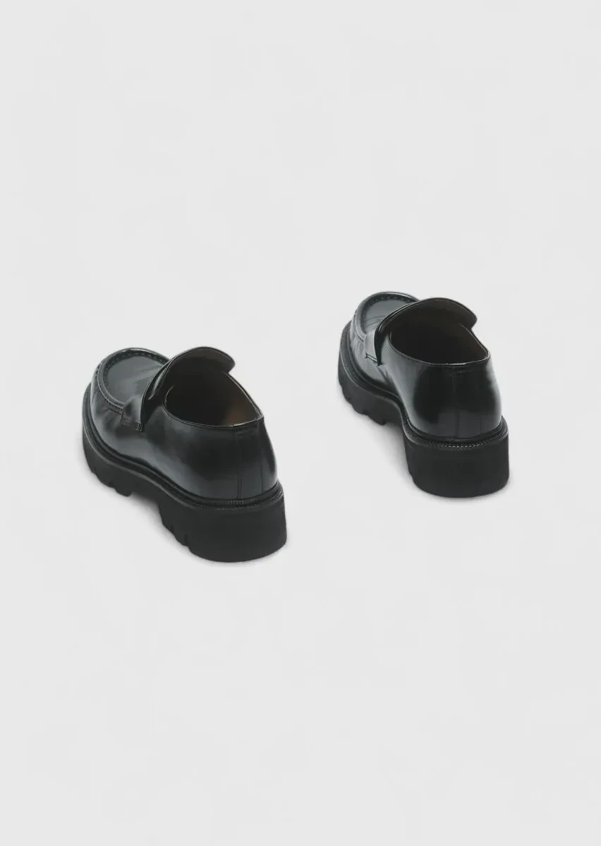 Siyah Deri Casual Loafer - 5