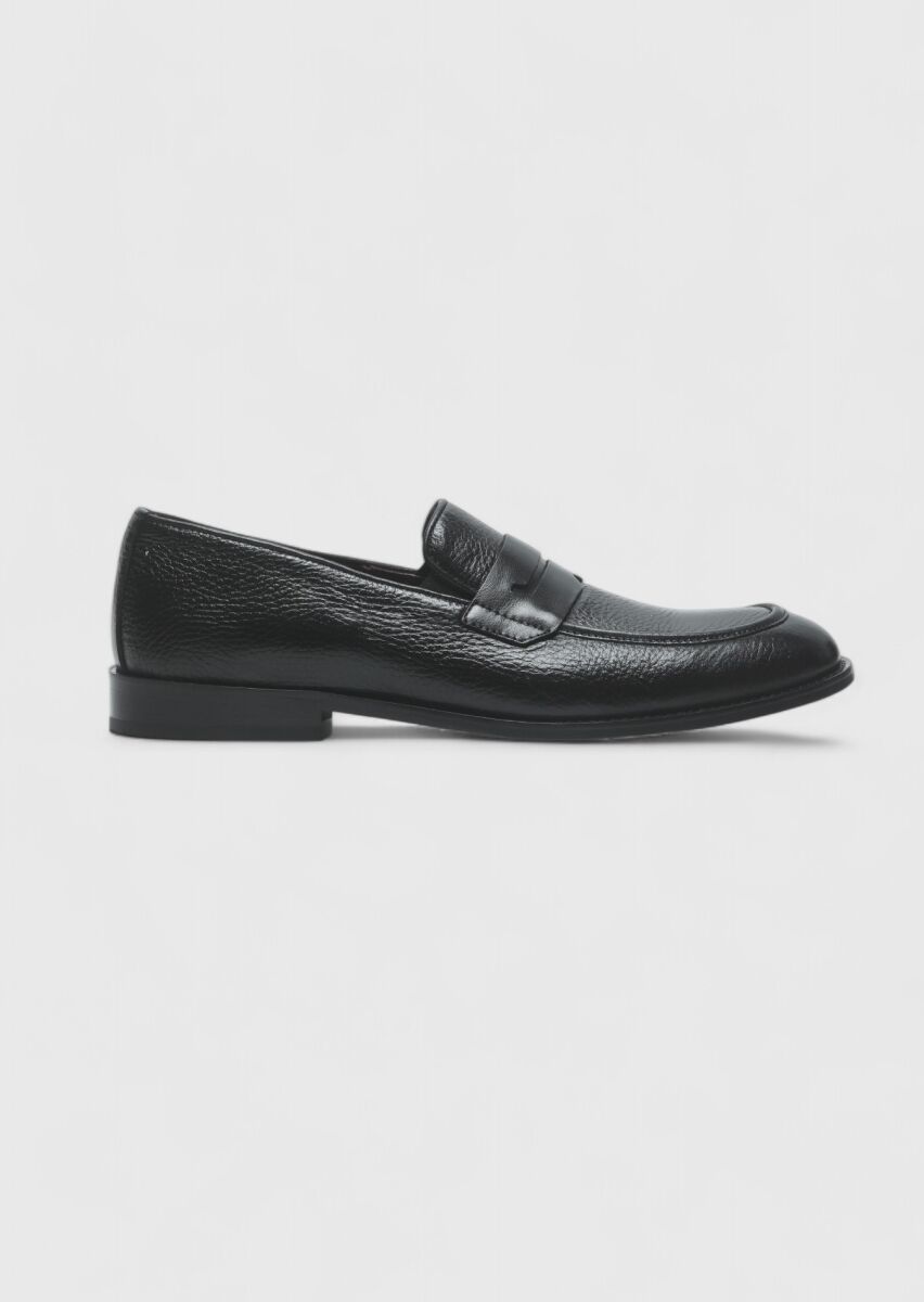 Siyah Deri Casual Loafer - 1