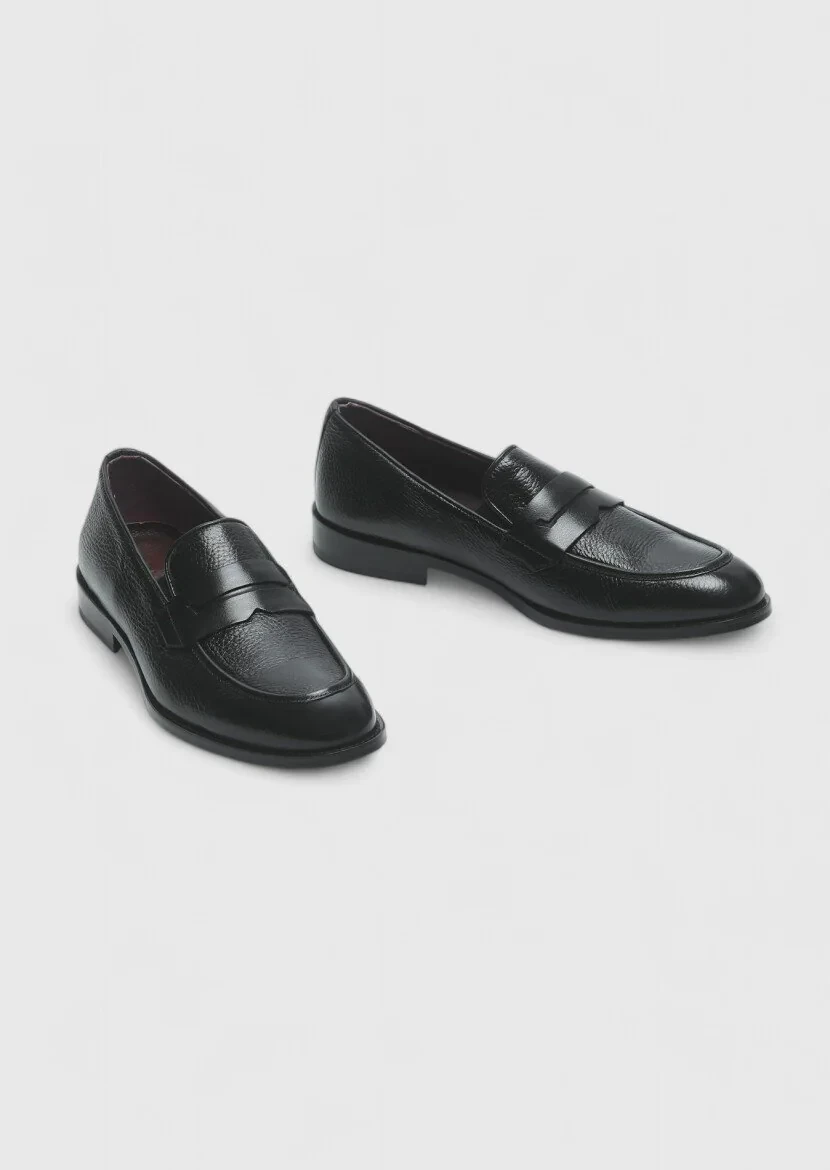 Siyah Deri Casual Loafer - 3