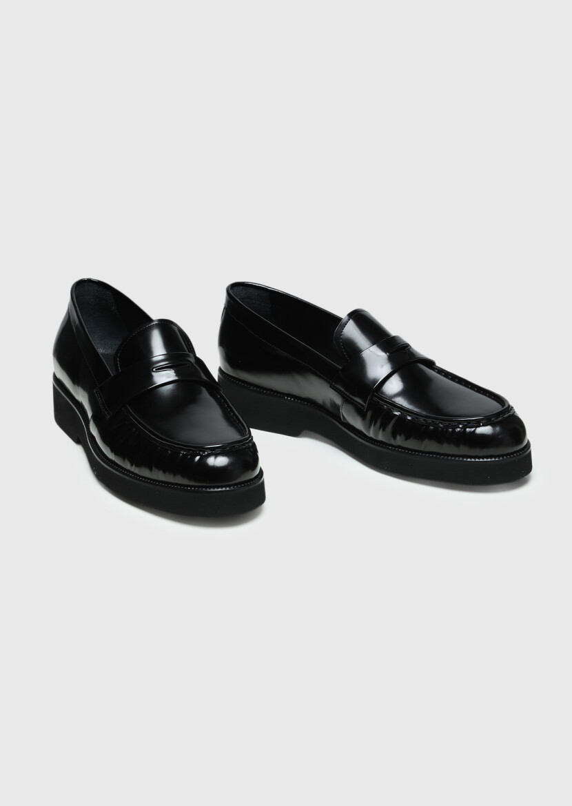 Siyah Deri Casual Loafer - 3