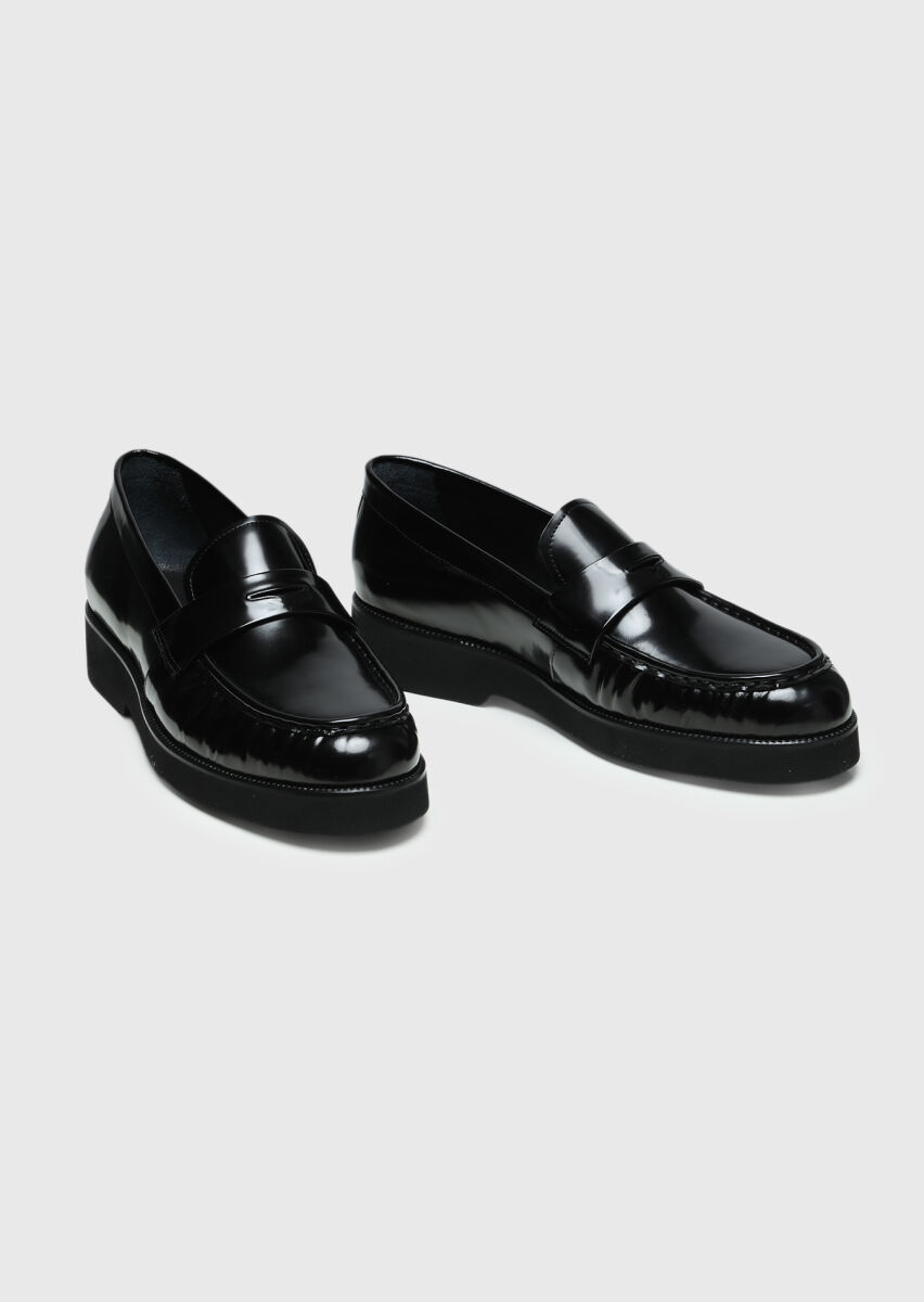Siyah Deri Casual Loafer - 3