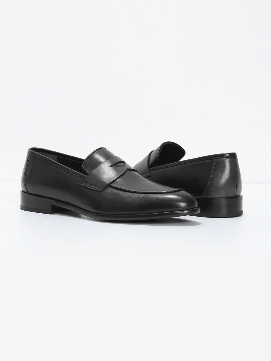 Siyah Deri Klasik Loafer - 3