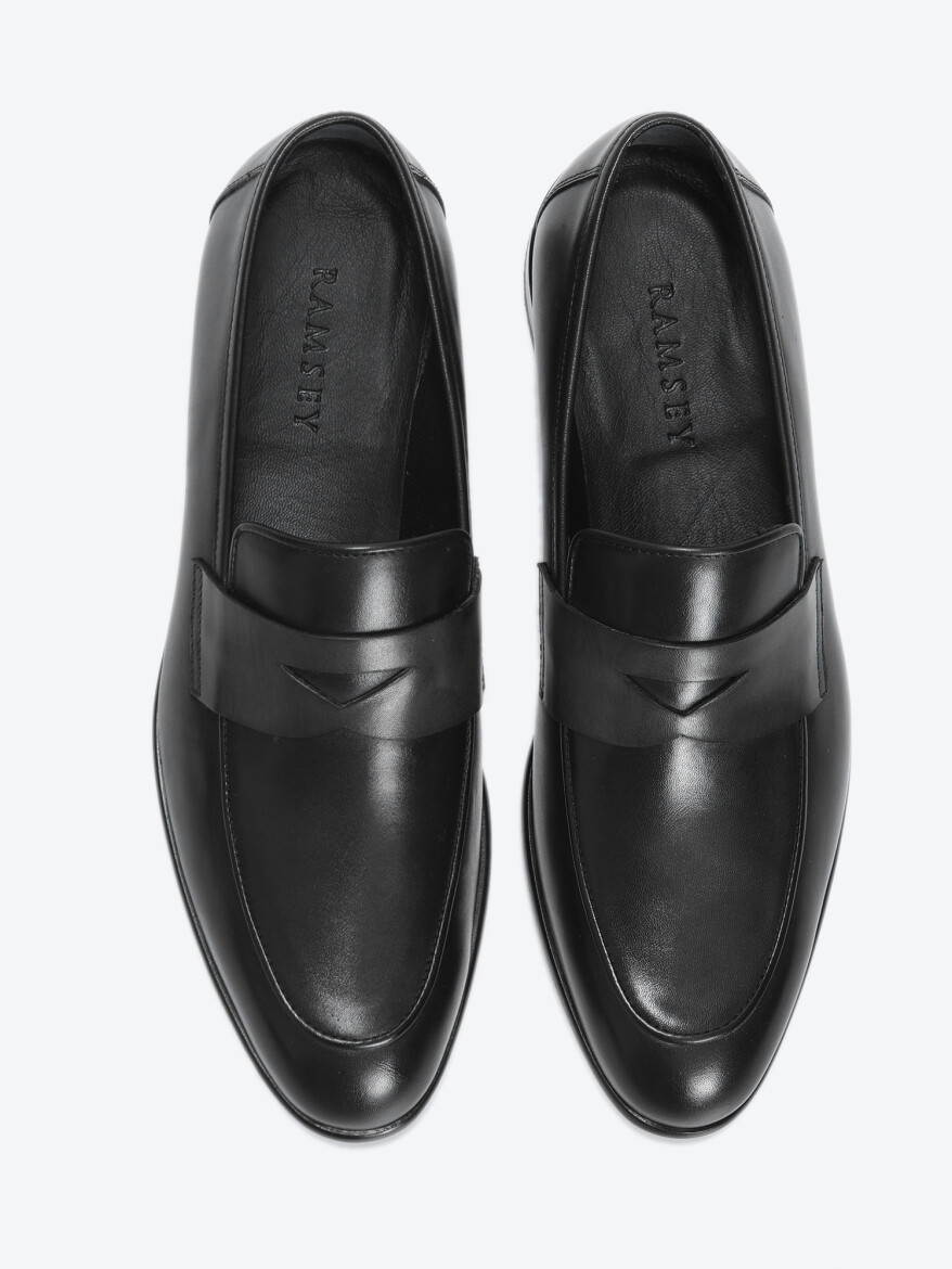 Siyah Deri Klasik Loafer - 5