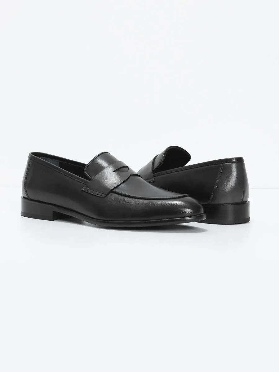 Siyah Deri Klasik Loafer - 3