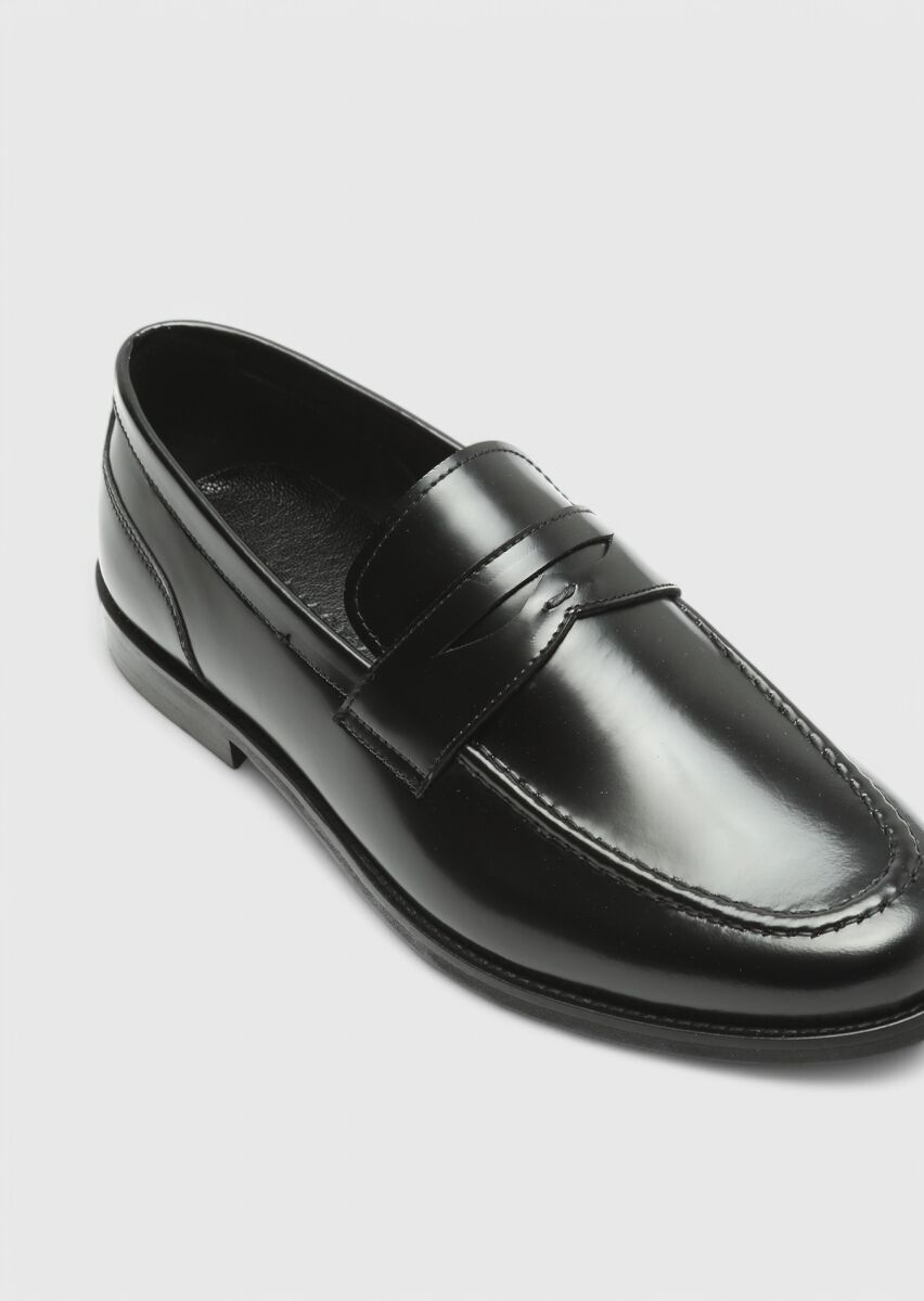 Siyah Deri Klasik Loafer - 2