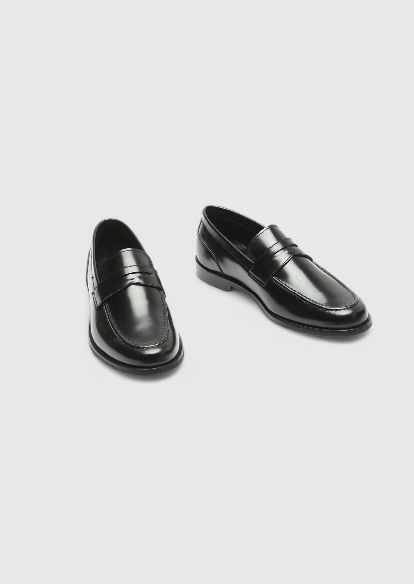 Siyah Deri Klasik Loafer - 3