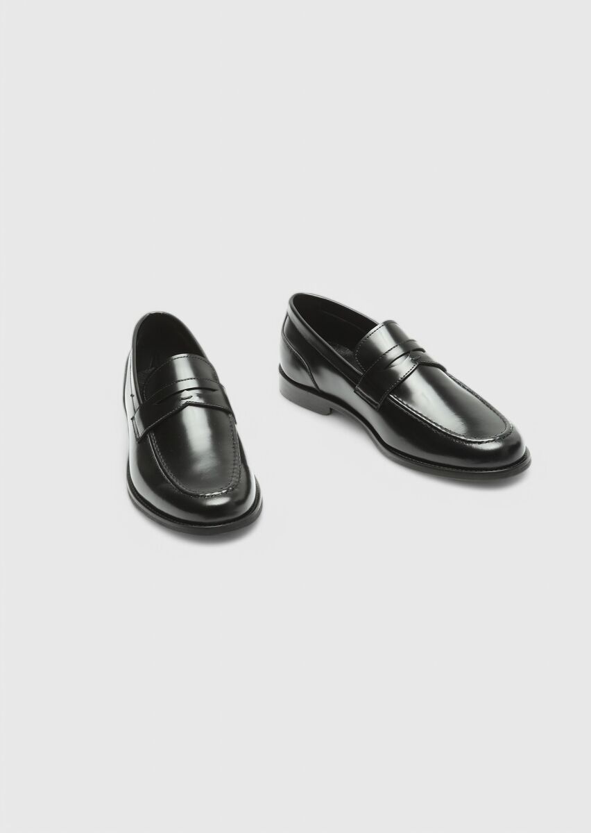 Siyah Deri Klasik Loafer - 3