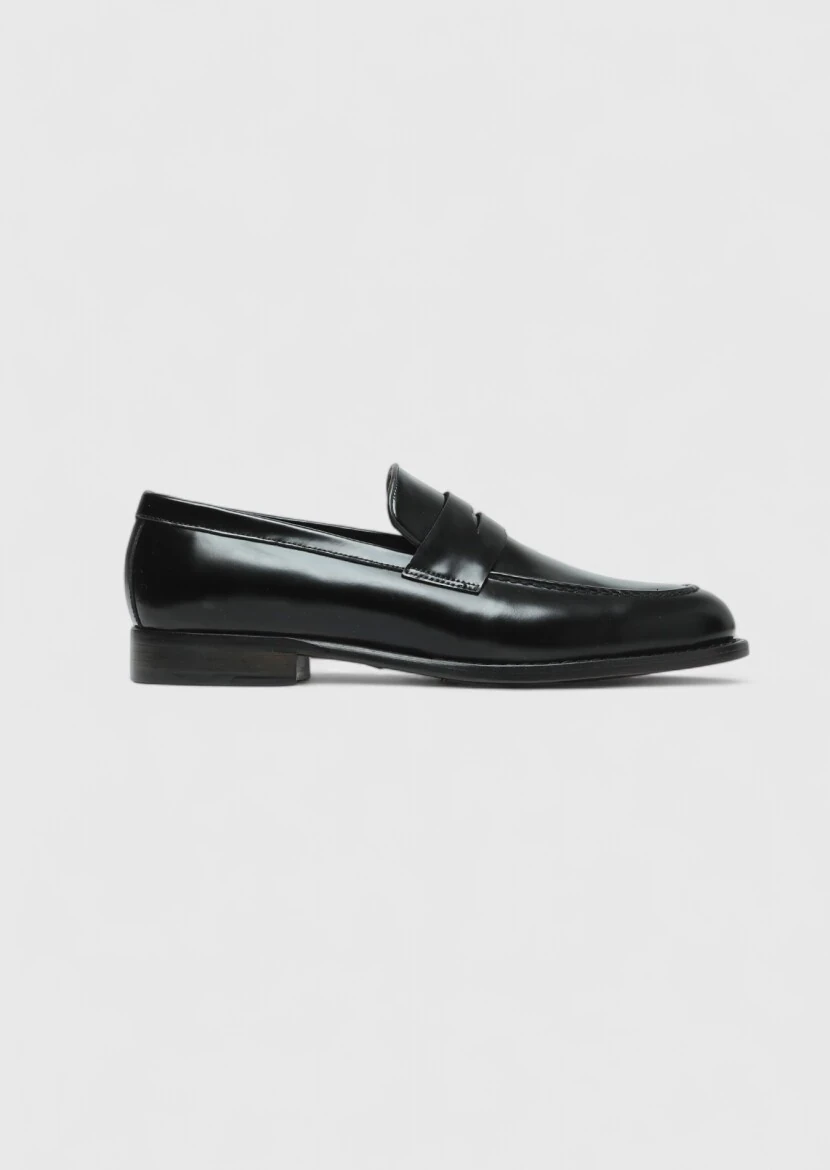 Siyah Deri Klasik Loafer - 1