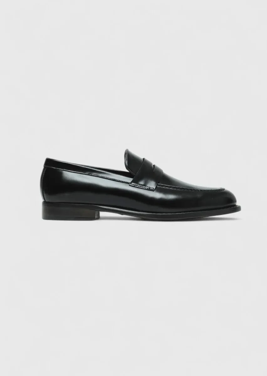 Siyah Deri Klasik Loafer - 1
