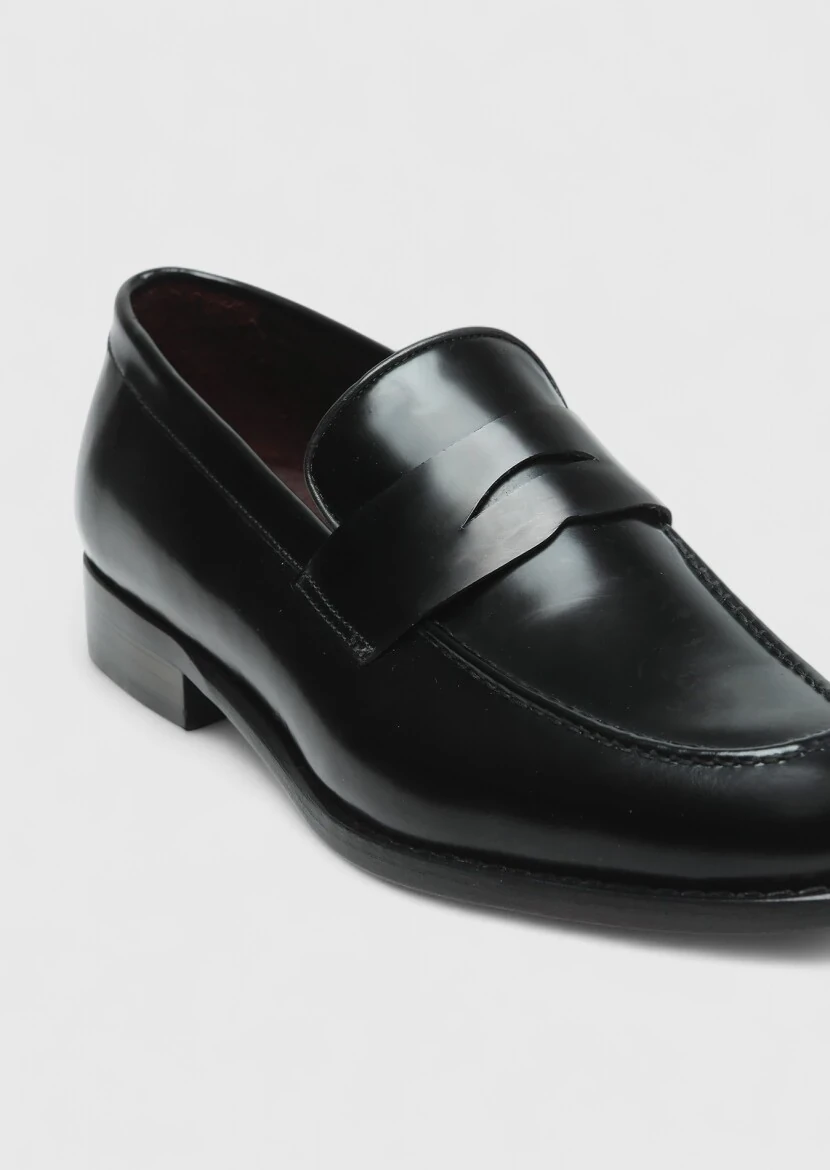 Siyah Deri Klasik Loafer - 2