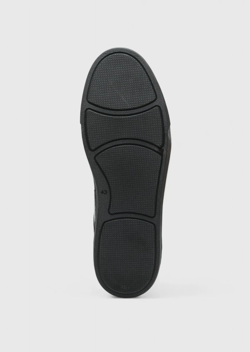 Siyah Deri Spor Ayakkabı - 4