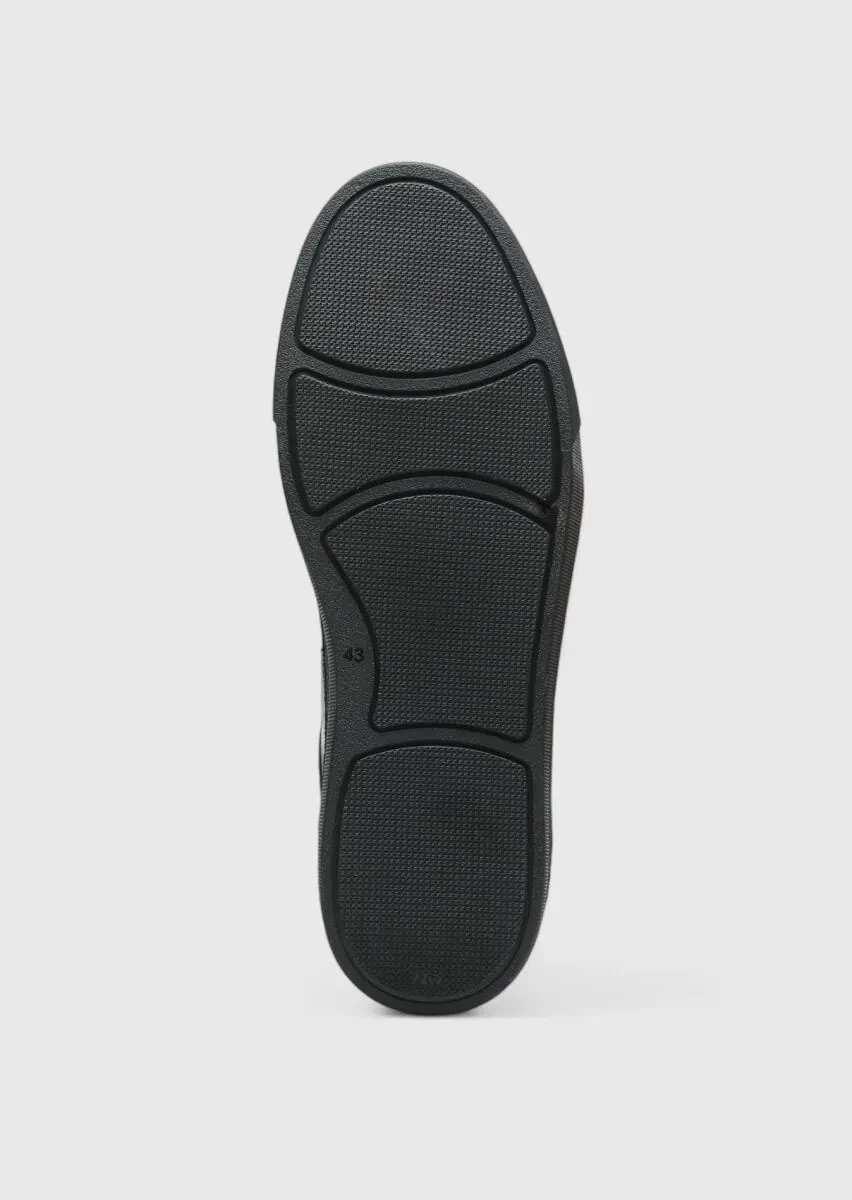 Siyah Deri Spor Ayakkabı - 4