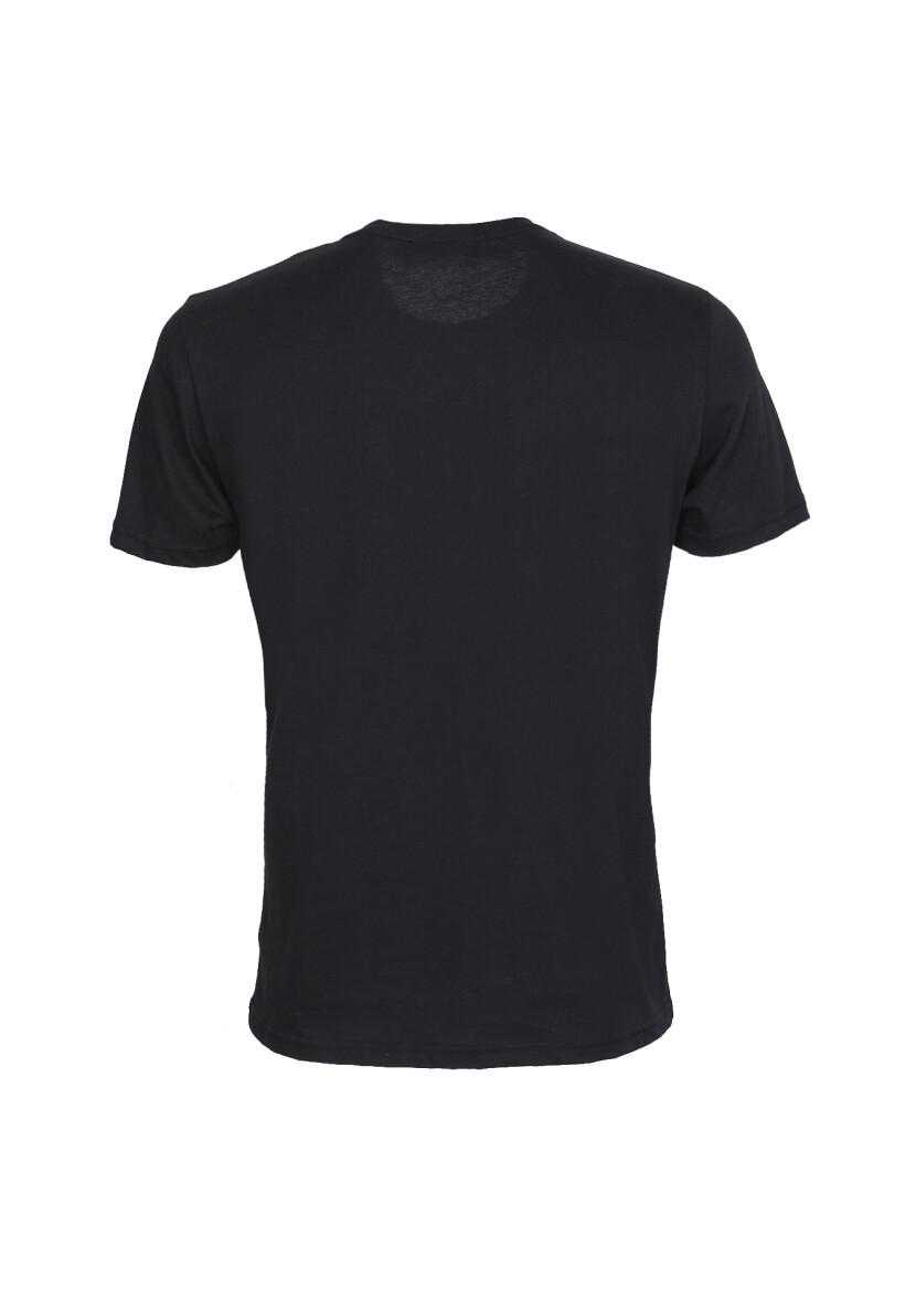 Siyah Desenli %100 Pamuk T-Shirt - 7