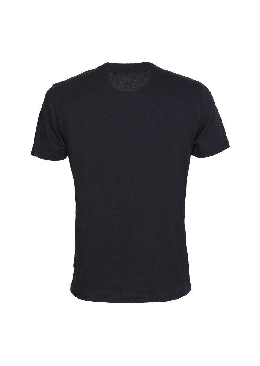 Siyah Desenli %100 Pamuk T-Shirt - 7
