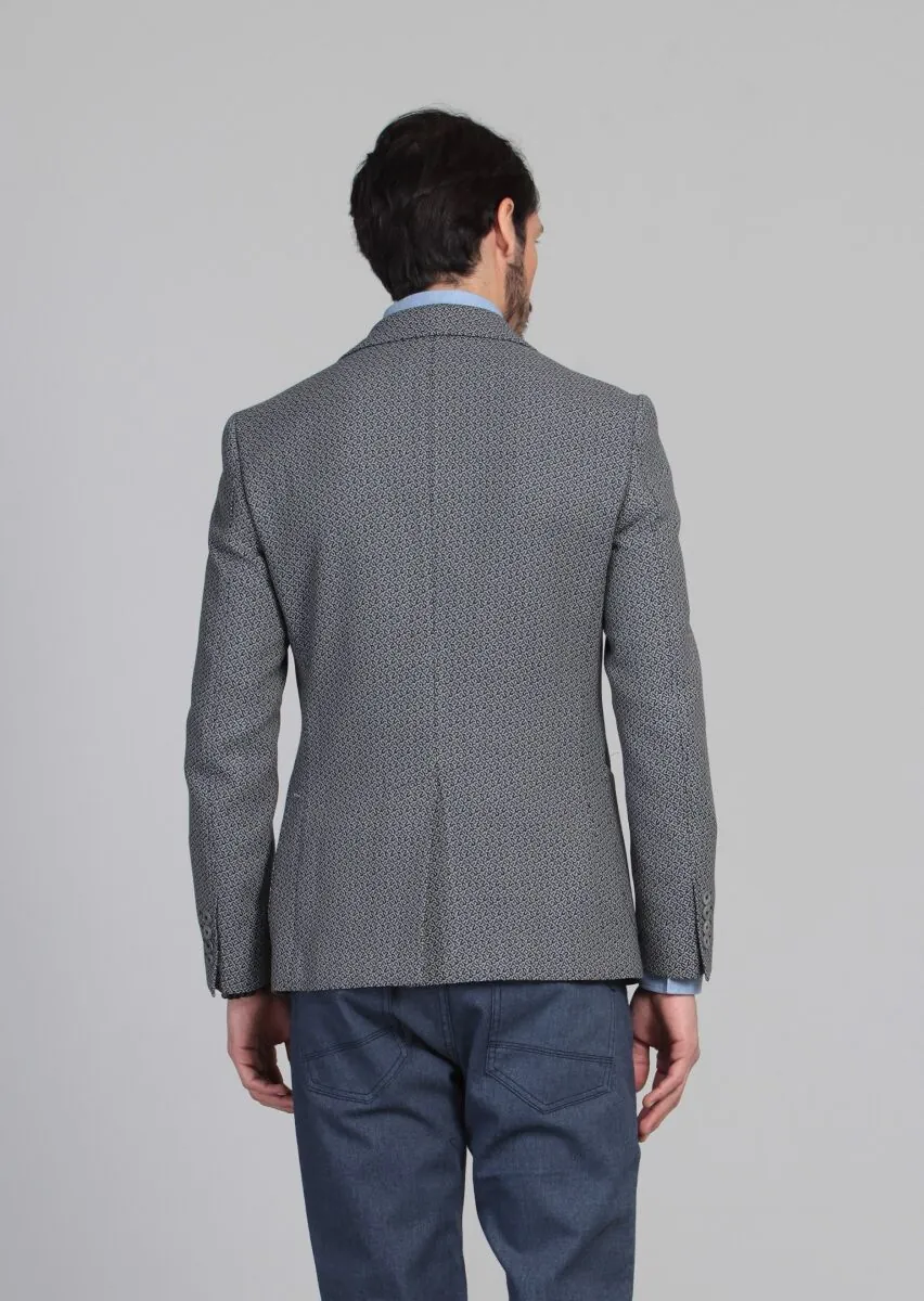 Siyah Desenli Regular Fit %100 Yün Ceket - 5
