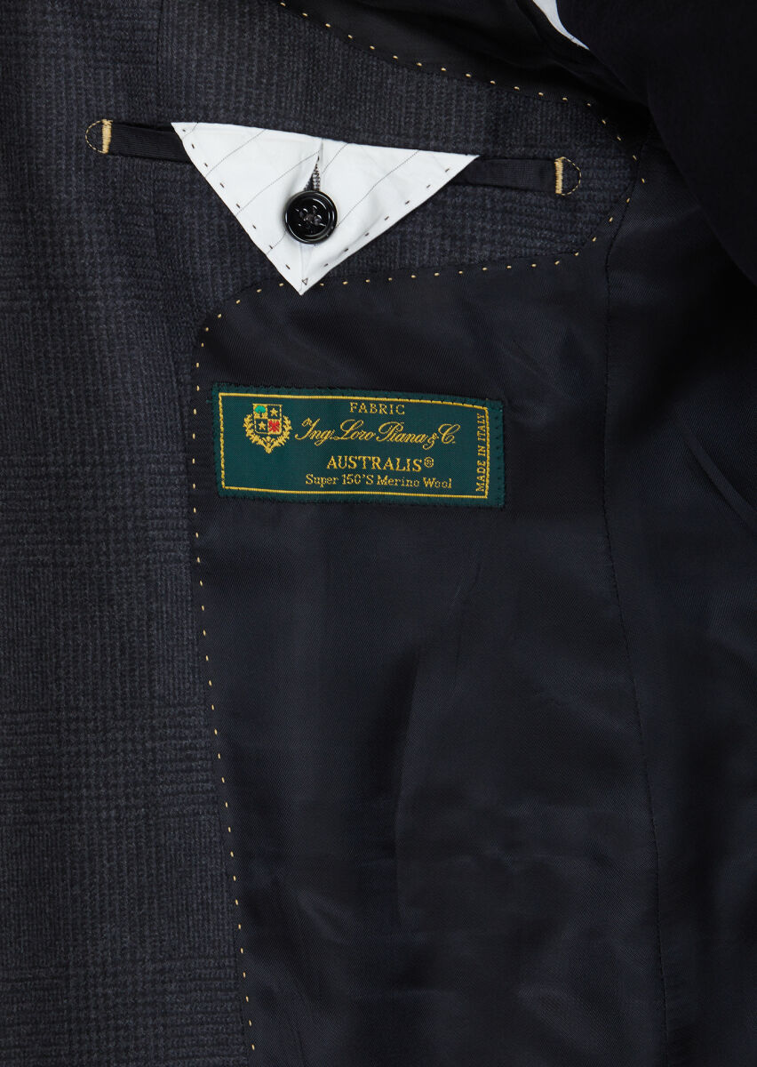 Siyah Desenli Regular Fit %100 Yün Ceket - 6