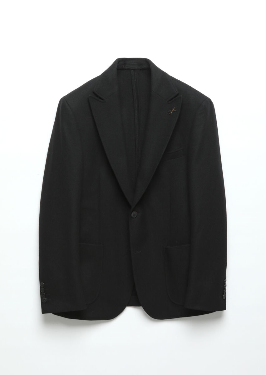 Siyah Desenli Zeroweight Slim Fit Yün Karışımlı Ceket - 7