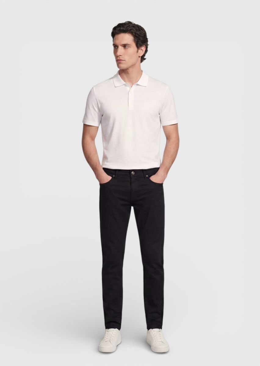 Siyah Düz Dokuma Regular Fit Casual %100 Pamuk Pantolon - 1