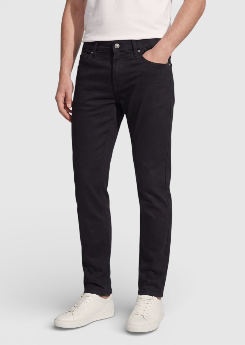 Siyah Düz Dokuma Regular Fit Casual %100 Pamuk Pantolon - 2