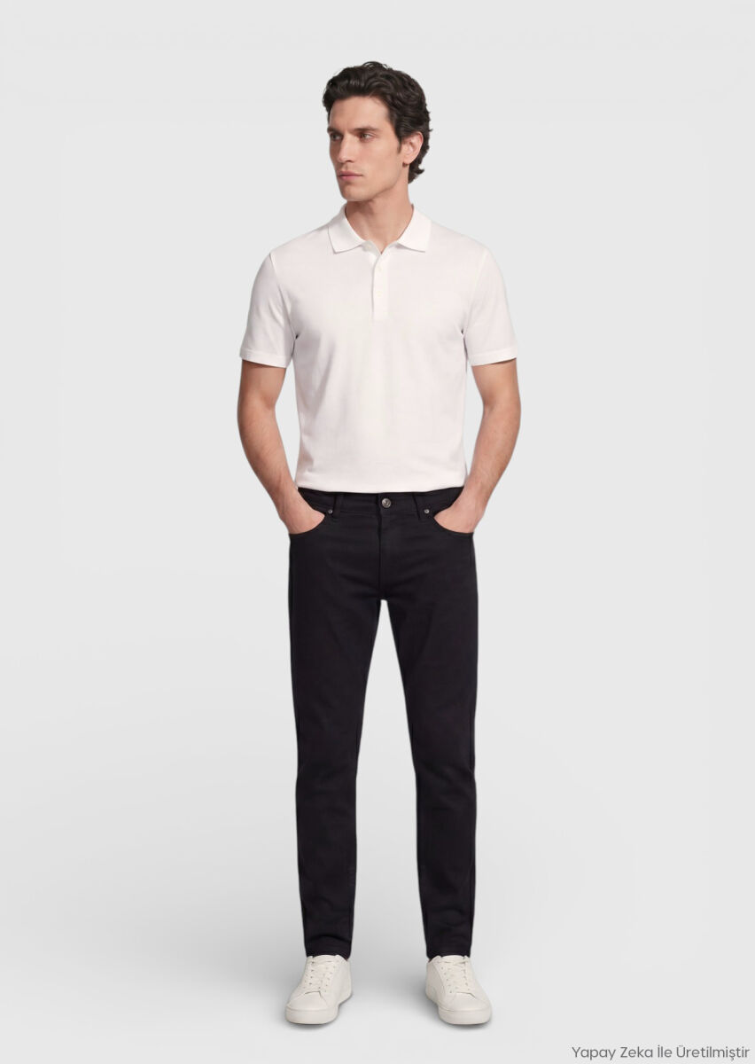 RAMSEY Siyah Düz Dokuma Regular Fit Casual %100 Pamuk Pantolon