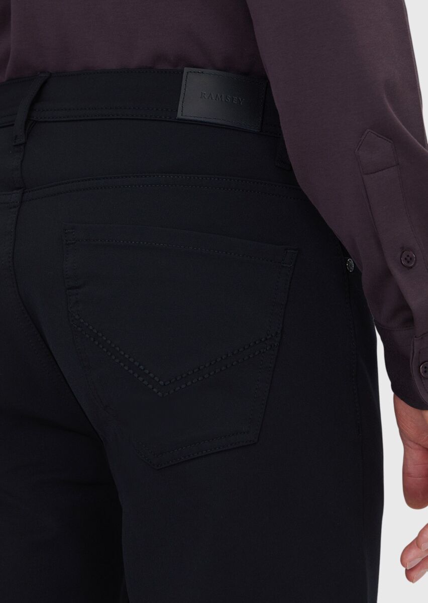 Siyah Dokuma Slim Fit Casual Pantolon - 4