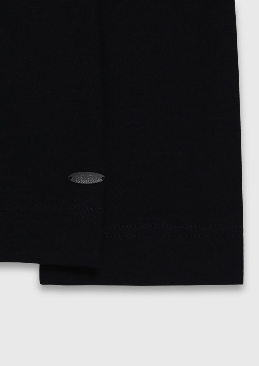 Siyah Düz %100 Pamuk T-Shirt - 7