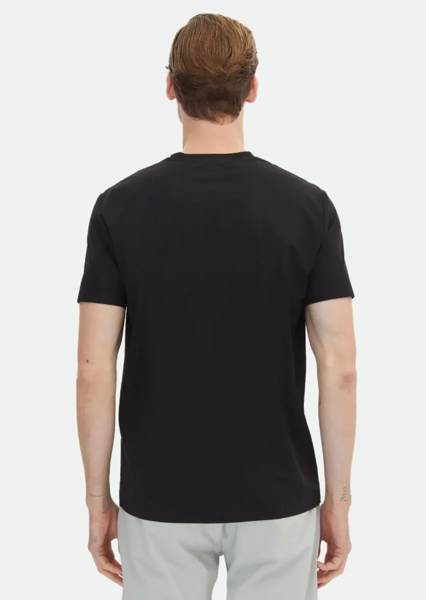 Siyah Düz Bisiklet Yaka T-Shirt - 5
